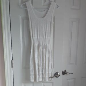 Elegant White Knit Midi Dress